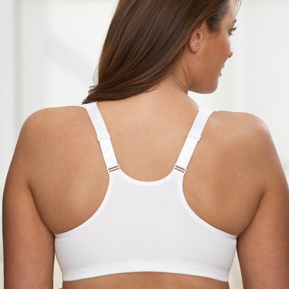 Glamorise 52J SOFT SHOULDERS Bra BACK-SUPPORT X-Wide-Straps FRONT-CLOSE Nude NEW - Picture 13 of 16